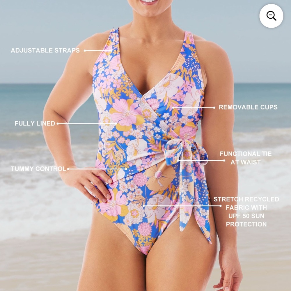 Member's Mark Family Swim Ladies One-Piece Poppy Blooms Swimsuit